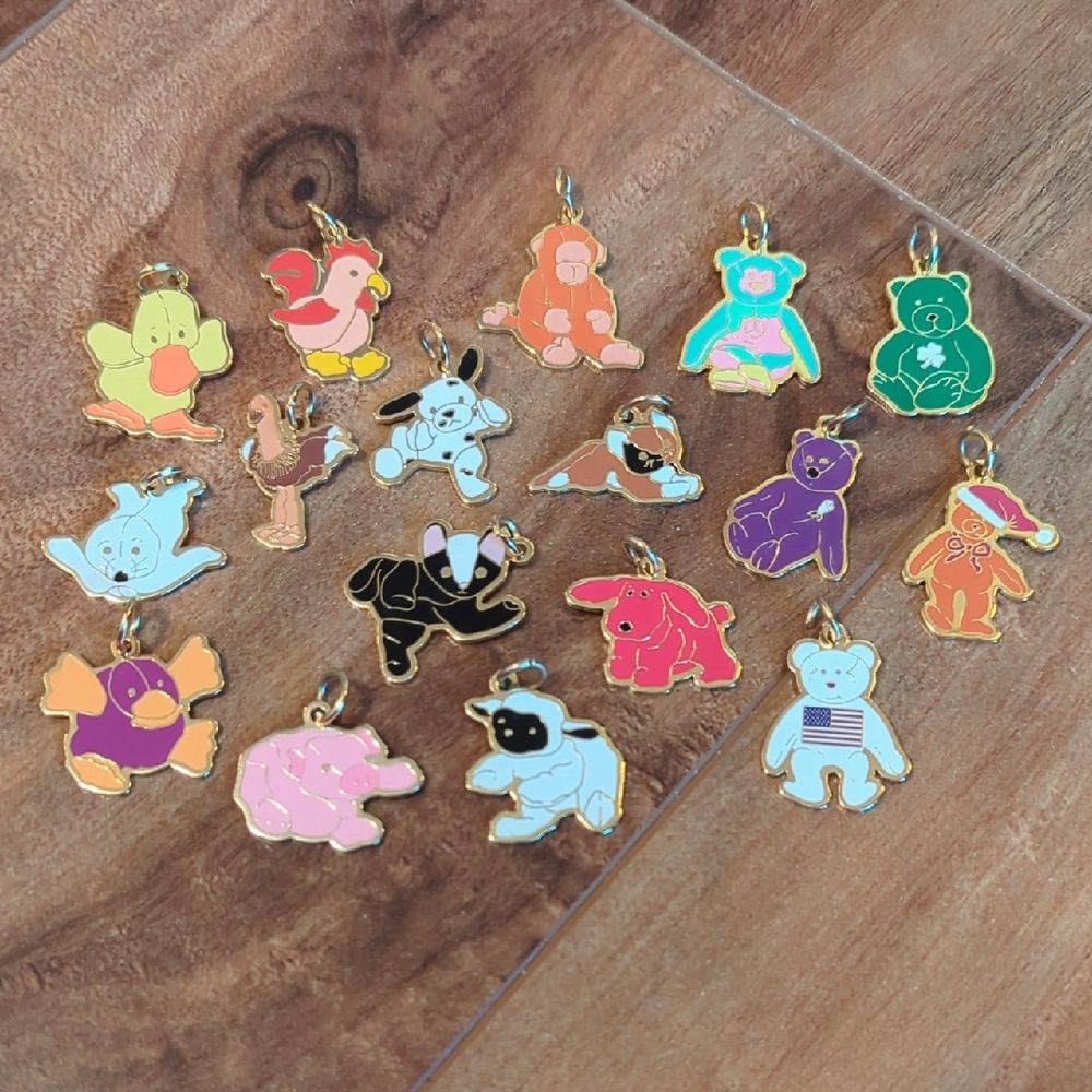 RARE Vintage Beanie Baby Charm Set Group Of 17